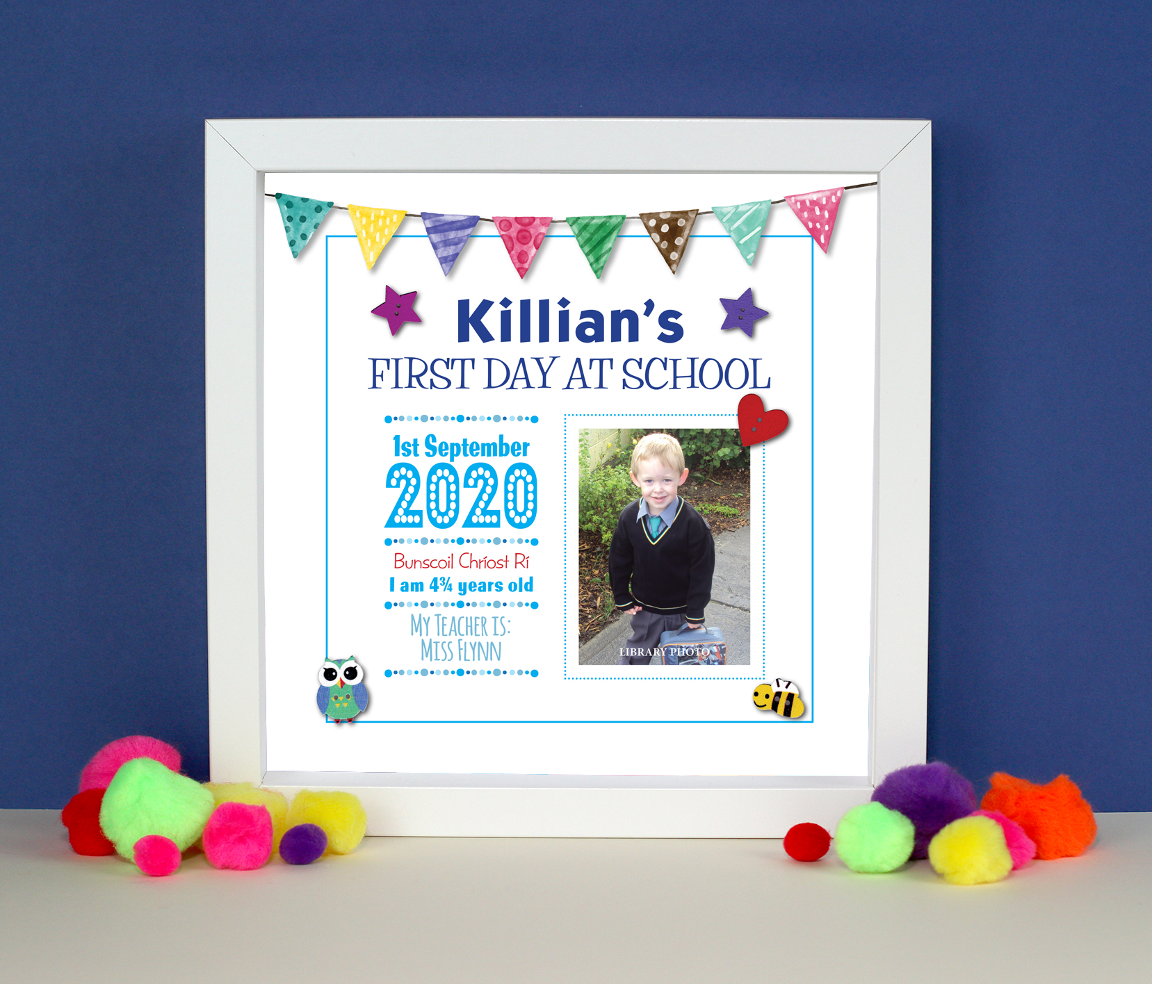 First Day Boy Text and Photo Frame Dizzy Miss Gifts